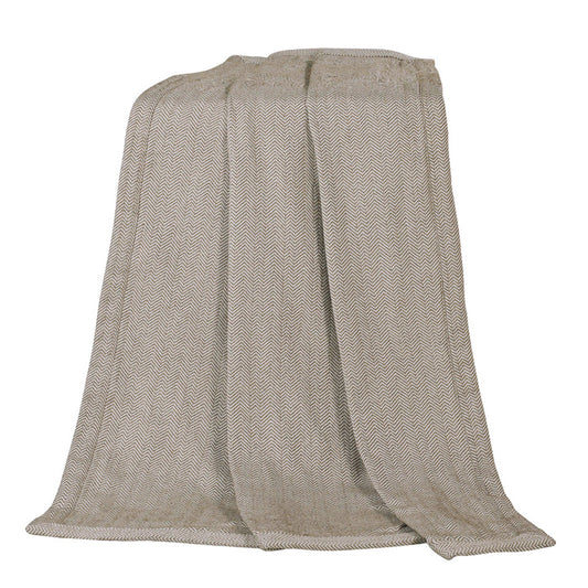 Fairfield Herringbone Taupe Throw Blanket