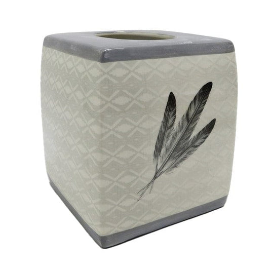 Feather Design Ceramic Tissue Box Cover