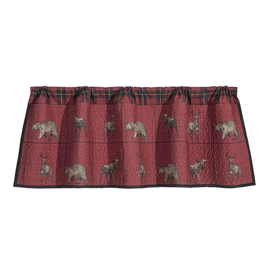 Woodland Plaid Red Quilted Kitchen Valance