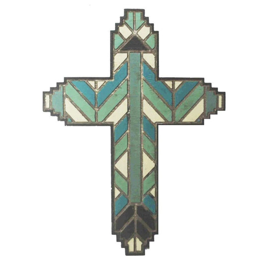 Wooden Stained Glass Design Cross Wall Decor