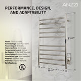 Bali Series 10-Bar Wall Mounted Electric Bathroom Towel Warmer Rack in Brushed Nickel Finish Stainless Steel