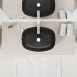 Ariadne Rectangle Glass Vessel Bathroom Sink with Matte Black Finish