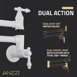 Marca 360-Degree 24 in. Wall Mounted Pot Filler with Dual Swivel
