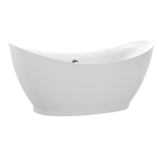 Reginald Series 68 in. x 31 in. Flat Bottom Acrylic Freestanding Soaking Bathtub with Center Drain in Glossy White