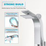 Sans Series 40 in. 3-Jetted Full Body Shower Panel Tower in Brushed Steel with Heavy Rain Showerhead and Spray Wand