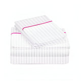 400TC Single Embroidery Sateen Stripe Cotton Sheet Set