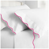 400TC Cotton Scallop Embroidery Sateen Solid Sheet Set