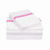 400TC Double Embroidery Sateen Solid Cotton Sheet Set