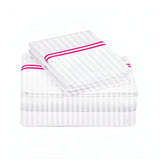 400TC Double Embroidery Sateen Stripe Cotton Sheet Set