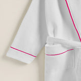 Shawl Collar Cotton Bath Robe with Border Embroidery