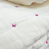 Plus-Stitch Linen Bed Coverlet
