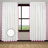 Allena Cotton Microcheck Scallop Embroidery Curtain (Set Of 2)
