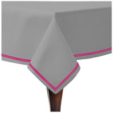 Double Embroidery Border Sateen Cotton Solid Table Cloth - Light Grey