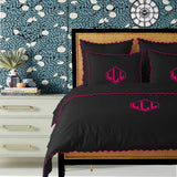 Monogram Black 400TC Cotton Small Scallop Embroidery Duvet Cover Set