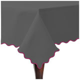 Scallop Embroidery Sateen Cotton Solid Table Cloth - Dark Grey