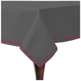 Single Embroidery Border Sateen Cotton Solid Table Cloth - Dark Grey