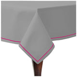 Single Embroidery Border Sateen Cotton Solid Table Cloth - Light Grey