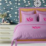 Monogram Lilac 400TC Cotton Small Scallop Embroidery Duvet Cover Set