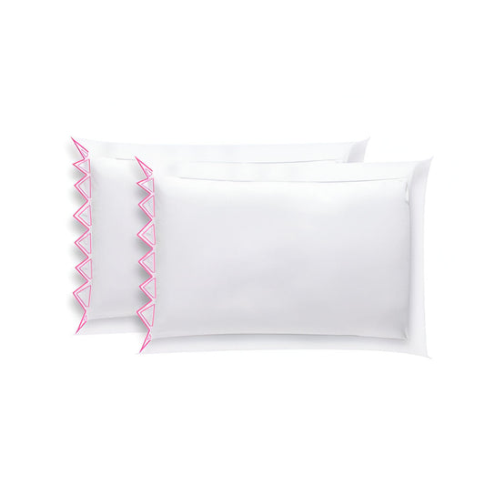 Ashley 400TC Cotton Traingle Embroidery Sateen Solid Pillowcases (Set Of 2)