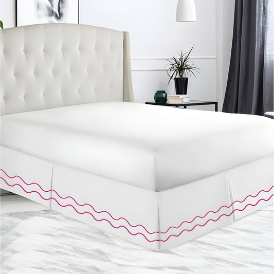 400TC Cotton Double Wavy Embroidered Tailored Bed Skirt