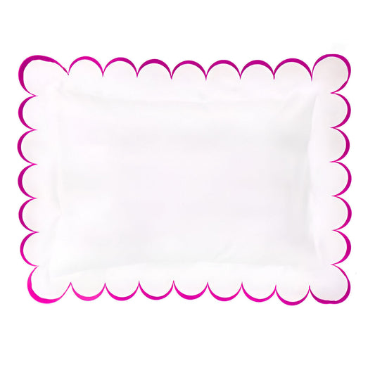 Allena 400TC Cotton Scallop Embroidery Sateen Solid Pillow Sham