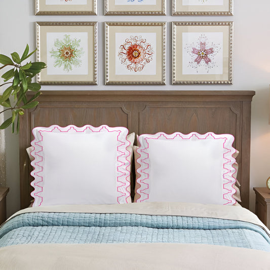 Imaginary Scallop 400TC Cotton Embroidery Sateen Solid Euro Pillow Sham