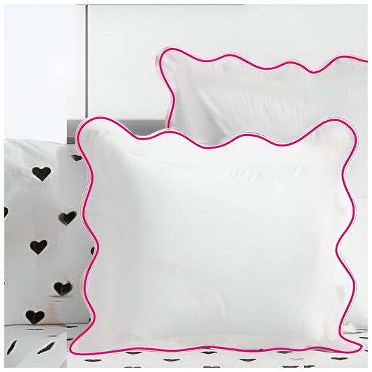 400TC Cotton Scallop Embroidery Sateen Solid Euro Sham