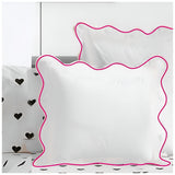 400TC Cotton Scallop Embroidery Sateen Solid Euro Sham