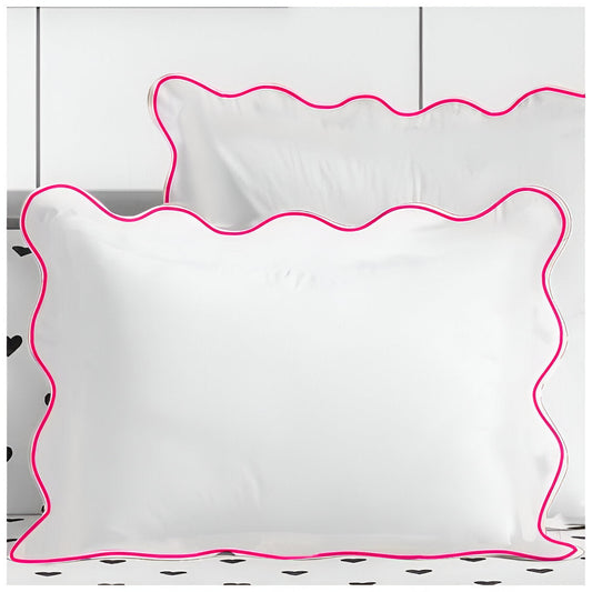 400TC Cotton Scallop Embroidery Sateen Solid Pillow Sham