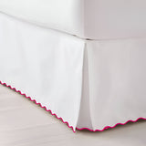 400TC Sateen Solid Cotton Scallop Embroidery Tailored Bed Skirt