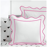 400TC Cotton Scallop Embroidery & Border Sateen Solid Euro Sham