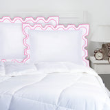 400TC Zig & Zag U Shape Scallop Embroidery Cotton Solid Pillow Sham