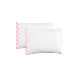 400TC Zig & Zag U Shape Scallop Embroidery Cotton Solid Pillowcases (Set Of 2)