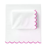 Allena 400TC Cotton Scallop Embroidery Sateen Solid Sheet Set