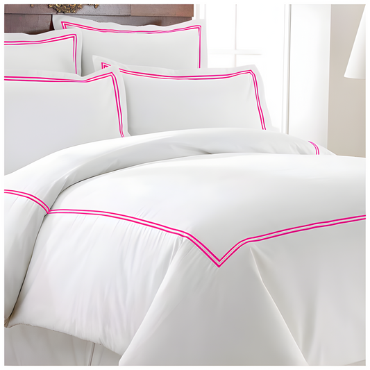 400TC Cotton Double Embroidery Sateen Solid Duvet Cover Set
