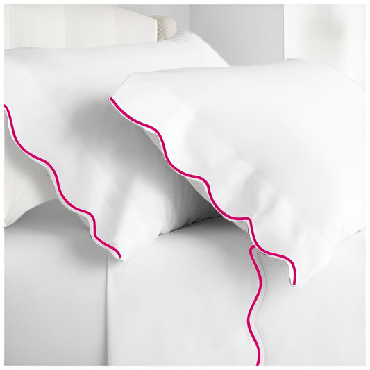 400TC Cotton Scallop Embroidery Sateen Solid Pillowcases (Set Of 2)