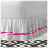 400TC Sateen Solid Cotton Double Embroidered Gathered Bed Skirt