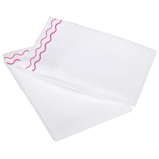 400TC Double Wavy Embroidered Cotton Pillowcases (Set of 2)
