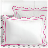 400TC Cotton Scallop Embroidery & Border Sateen Solid Duvet Cover Set