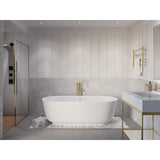 Badi Series 71 in. x 32 in. Flat Bottom Solid Surface Freestanding Soaking Bathtub with Center Drain in Matte White