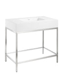 ANZZI Ventura 36" Console Sink (36" W x 28" H), Gel-Coated Resin Countertop, Stainless Steel Frame, Integrated Sink & Tempered Glass Shelf