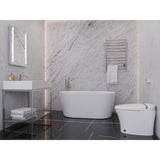 Chand Series 55 in. x 30 in. Flat Bottom Acrylic Freestanding Soaking Bathtub with Center Drain in Glossy White