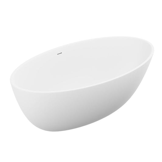 Cestino Series 67 in. x 36 in. Flat Bottom Solid Surface Freestanding Soaking Bathtub with Center Drain in Matte White