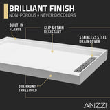 Stellar Series 76 in. x 57-60 in. Frameless Sliding Glass Shower Door with Shower Base Stellar Series - Multiple Finishes