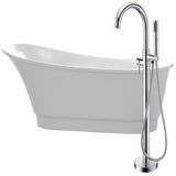 Prima Series 67 in. x 31 in. Flat Bottom Freestanding Soaking Bathtub with Center Drain and Faucet in Glossy White