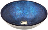 Arc Series 17 in. Bathroom Vessel Sink with Scratch-Tough and Stain-Resistant Non-Porous Surface in Blue Glass