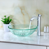 Vieno Series 17 in. Bathroom Vessel Sink with Scratch-Tough and Stain-Resistant Non-Porous Surface in Clear Floral Glass
