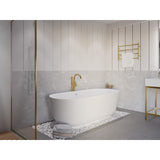 Badi Series 71 in. x 32 in. Flat Bottom Solid Surface Freestanding Soaking Bathtub with Center Drain in Matte White