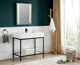 ANZZI Ventura 36" Console Sink (36" W x 28" H), Gel-Coated Resin Countertop, Stainless Steel Frame, Integrated Sink & Tempered Glass Shelf