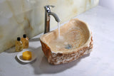 Desert Shell 20 in. Handcrafted Irregular Shaped Solid Surface Bathroom Vessel Sink in Honey Onyx Natural Stone